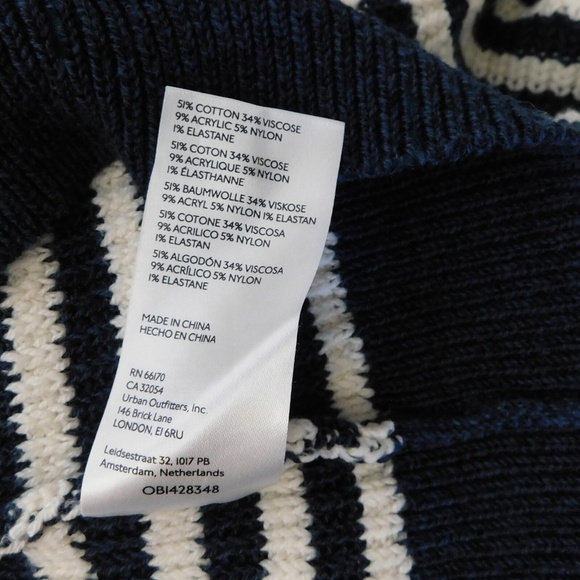 Anthropologie MAEVE Puff-Sleeves Sweater Tee Sailor Stripe Nautical Medium - Picture 13 of 15